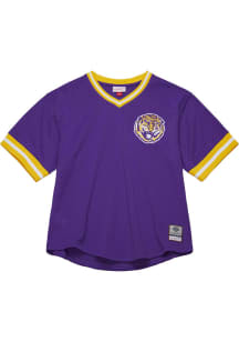 Mitchell and Ness LSU Tigers Mens Purple V-Neck Vintage Logo Jersey