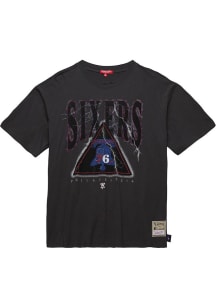 Mitchell and Ness Philadelphia 76ers Womens Charcoal Logo Boyfriend Short Sleeve T-Shirt