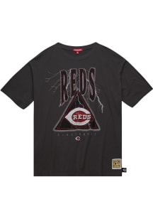 Mitchell and Ness Cincinnati Reds Womens Charcoal Logo Boyfriend Short Sleeve T-Shirt