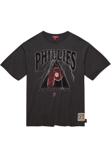 Mitchell and Ness Philadelphia Phillies Womens Charcoal Logo Boyfriend Short Sleeve T-Shirt