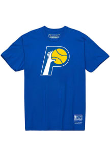 Mitchell and Ness Indiana Pacers Blue MVP Logo Short Sleeve Fashion T Shirt