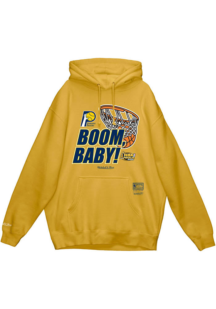 Mitchell and Ness Indiana Pacers Mens GOLD Boom Baby Hoodie - 56504362