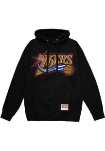 Mitchell and Ness Philadelphia 76ers Mens Black Logo Reload Long Sleeve Hoodie