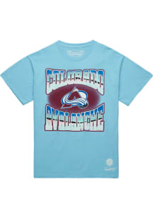 Mitchell and Ness Colorado Avalanche Blue Stateside Pastel Short Sleeve Fashion T Shirt