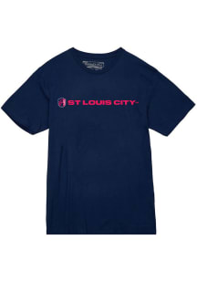 Mitchell and Ness St Louis City SC Navy Blue Wordmark Lockup Short Sleeve T Shirt