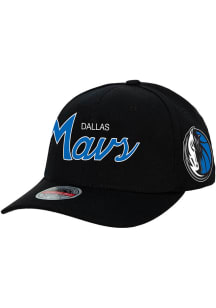 Mitchell and Ness Dallas Mavericks Black Team Script 2.0 Stretch Mens Snapback Hat