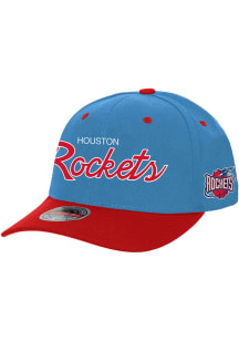 Mitchell and Ness Houston Rockets Light Blue Team Script 2.0 Pro Mens Snapback Hat