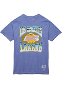 Mitchell and Ness Los Angeles Lakers Purple Stateside Pastel Short Sleeve Fashion T Shirt