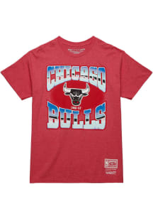 Mitchell and Ness Chicago Bulls Red Stateside Pastel Short Sleeve Fashion T Shirt