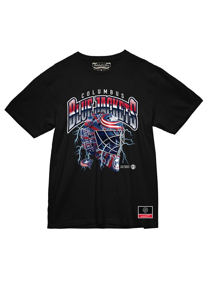 Mitchell and Ness Columbus Blue Jackets Black Crease Lightning Short Sleeve T Shirt