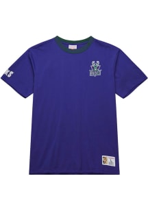 Mitchell and Ness Milwaukee Bucks Purple Jacquard Ringer Vintage Logo Short Sleeve Fashion T Shi..