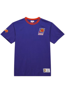 Mitchell and Ness Phoenix Suns Purple Jacquard Ringer Vintage Logo Short Sleeve Fashion T Shirt