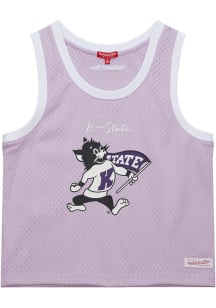 K-State Wildcats Womens Mitchell and Ness Cropped Basketball Fashion Basketball Jersey - Lavende..
