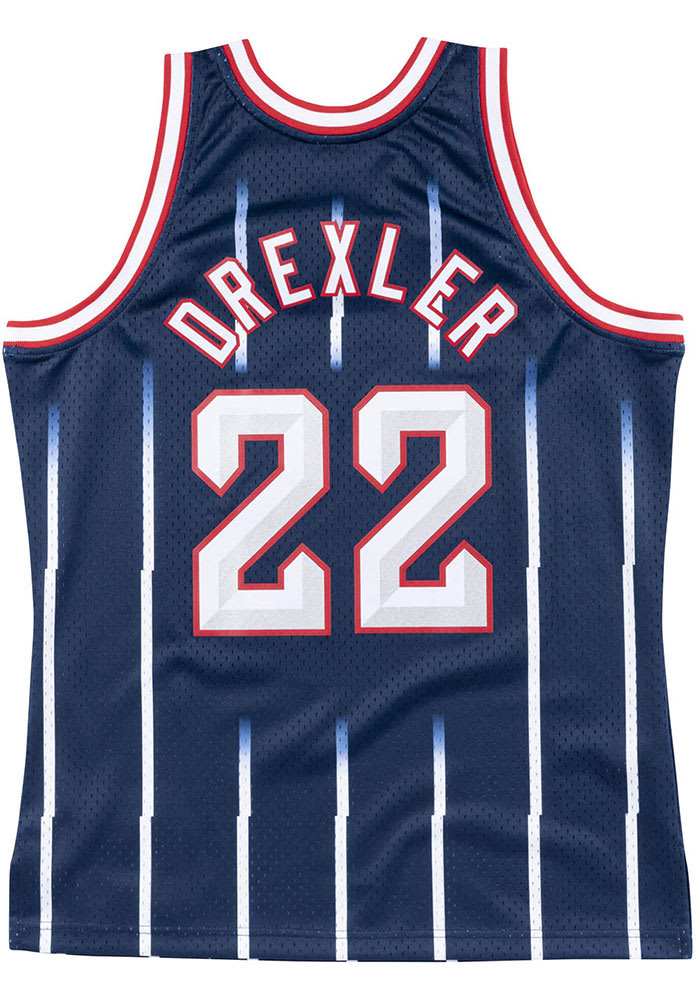 Clyde Drexler Houston Rockets Mitchell and Ness NAVY Swingman