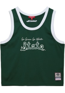 Womens Michigan State Spartans Green Mitchell and Ness Cropped Basketball Jersey Fashion Basketb..