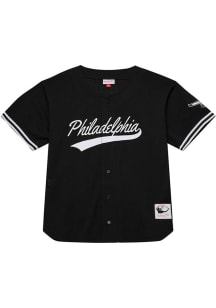 Mitchell and Ness Philadelphia Eagles Mens Black Mesh Button Jersey
