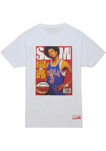 Allen Iverson Philadelphia 76ers White SLAM Cover Short Sleeve Fashion Player T Shirt