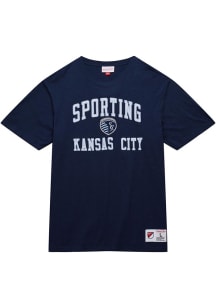 Mitchell and Ness Sporting Kansas City Navy Blue Legendary Slub Short Sleeve Fashion T Shirt