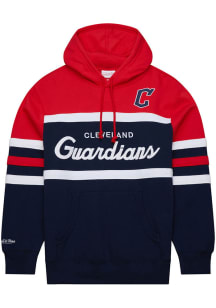 Mitchell and Ness Cleveland Guardians Mens Navy Blue Head Coach Fashion Hood