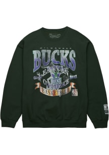 Mitchell and Ness Milwaukee Bucks Mens Green Easy Cool Long Sleeve Fashion Sweatshirt
