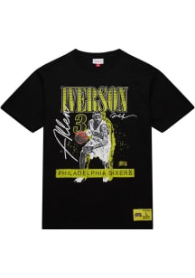 Allen Iverson Philadelphia 76ers Black Neon Pop Short Sleeve Fashion Player T Shirt