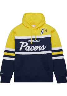 Mitchell and Ness Indiana Pacers Mens Yellow Head Coach Fashion Hood