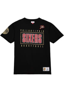 Mitchell and Ness Philadelphia 76ers Black Team OG 2.0 Short Sleeve Fashion T Shirt