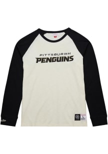 Mitchell and Ness Pittsburgh Penguins White Legendary Slub Long Sleeve Fashion T Shirt
