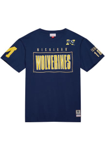 Mitchell and Ness Michigan Wolverines Navy Blue OG 2 Premium Tee Short Sleeve Fashion T Shirt