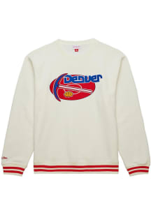Mitchell and Ness Denver Nuggets Mens White Heritage Fleece Vintage Logo Long Sleeve Fashion Swe..