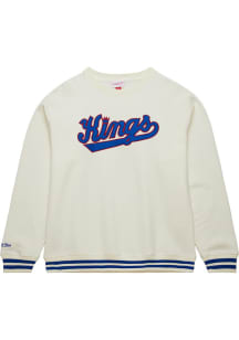 Mitchell and Ness Kansas City Kings Mens White Heritage Fleece Vintage Logo Long Sleeve Fashion ..
