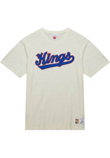Mitchell and Ness Kansas City Kings White Heritage Slub Vintage Logo Short Sleeve Fashion T Shir..