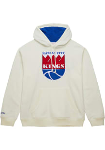 Mitchell and Ness Kansas City Kings Mens White Heritage Fleece Vintage Logo Fashion Hood