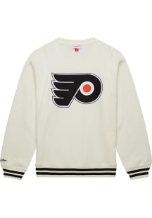 Mitchell and Ness Philadelphia Flyers Mens White Heritage Fleece Vintage Logo Long Sleeve Fashio..