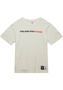 Mitchell and Ness Philadelphia Flyers White Heritage Slub Vintage Logo Short Sleeve Fashion T Sh..