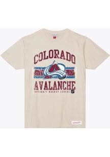 Mitchell and Ness Colorado Avalanche White Logo Lockup Short Sleeve Fashion T Shirt