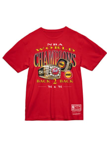 Mitchell and Ness Houston Rockets Red Championship Rings Short Sleeve T Shirt
