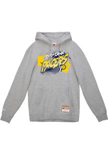 Mitchell and Ness Indiana Pacers Mens Grey Graff Long Sleeve Hoodie