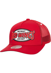 Mitchell and Ness Detroit Red Wings Team Seal Trucker Adjustable Hat - Red