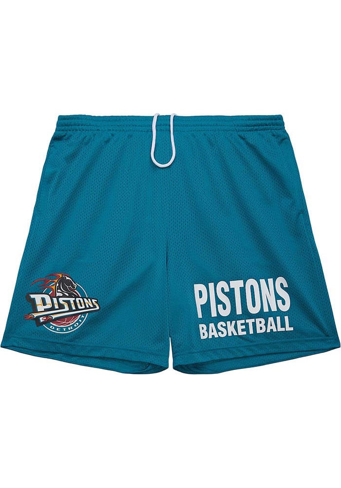 Detroit Pistons Mens Mitchell and Ness TEAL Gameday Mesh Shorts