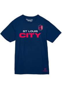 Mitchell and Ness St Louis City SC Navy Blue Wordmark Short Sleeve T Shirt