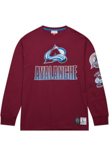 Mitchell and Ness Colorado Avalanche Maroon Current Logo All Over Long Sleeve Fashion T Shirt