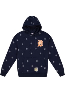 Mitchell and Ness Detroit Tigers Mens Navy Blue Repeat Hoodie Fashion Hood
