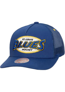 Mitchell and Ness St Louis Blues Team Seal Trucker Adjustable Hat - Blue