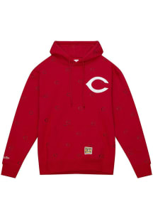 Mitchell and Ness Cincinnati Reds Mens Red Repeat Hoodie Fashion Hood
