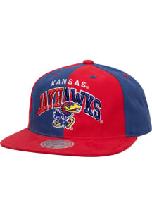 Mitchell and Ness Kansas Jayhawks Red Pinwheel of Fortune Snapback Mens Snapback Hat