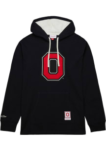 Mens Ohio State Buckeyes Black Mitchell and Ness Alt team logo Long Sleeve Fashion Hood