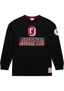 Mens Ohio State Buckeyes Black Mitchell and Ness Gradient team logo Long Sleeve Fashion T Shirt