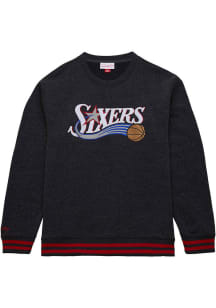Mitchell and Ness Philadelphia 76ers Mens Black Vintage Logo Long Sleeve Fashion Sweatshirt