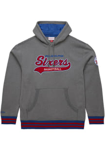 Mitchell and Ness Philadelphia 76ers Mens Grey Vintage Logo Fashion Hood